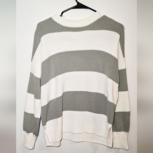 Jessica Simpson Sage Green and White Striped Sweater